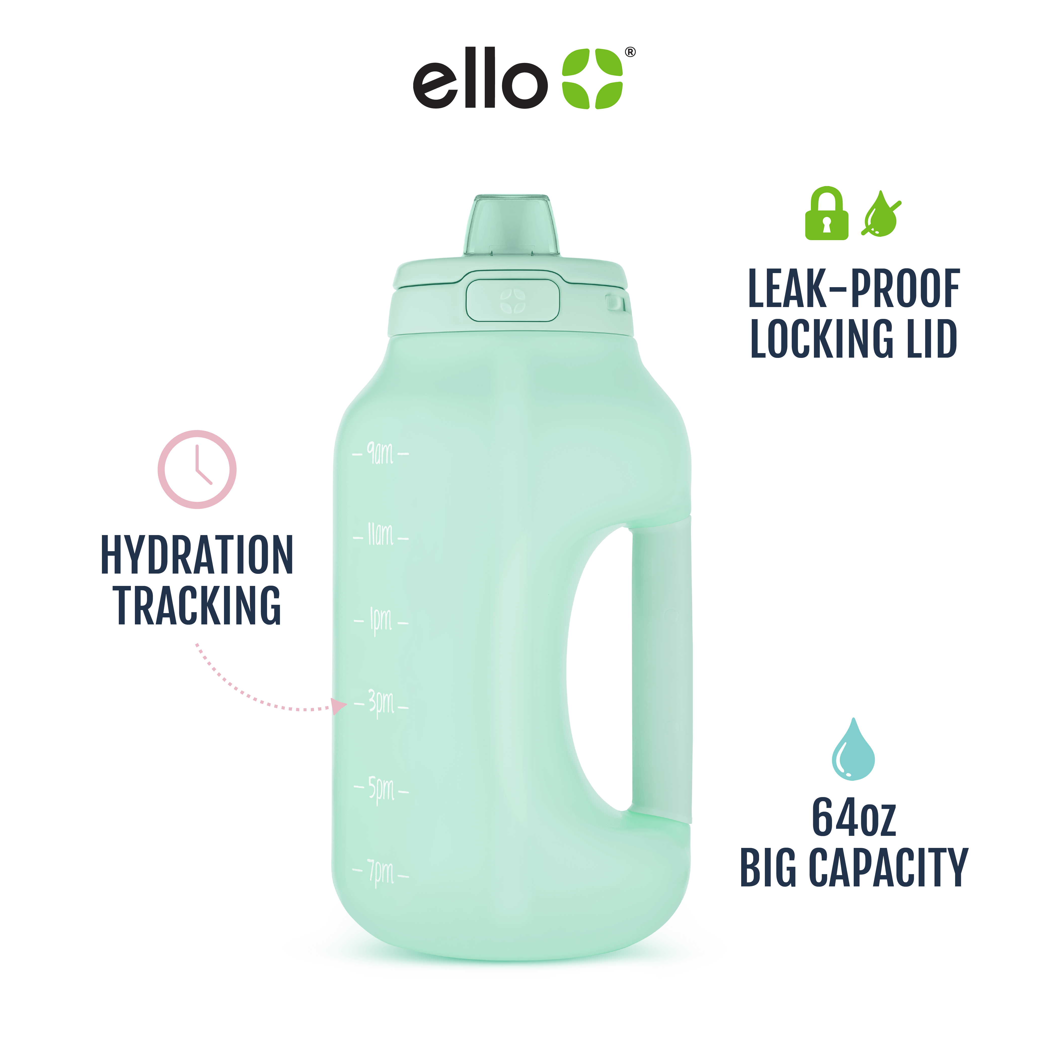 Hydra Half Gallon Water Bottle with Straw